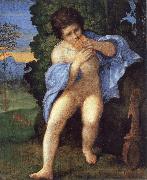 Palma Vecchio Young Faunus Playing the Syrinx oil painting reproduction